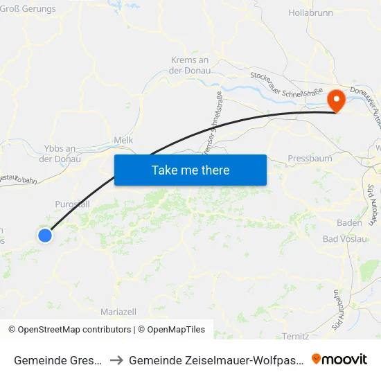 Gemeinde Gresten to Gemeinde Zeiselmauer-Wolfpassing map