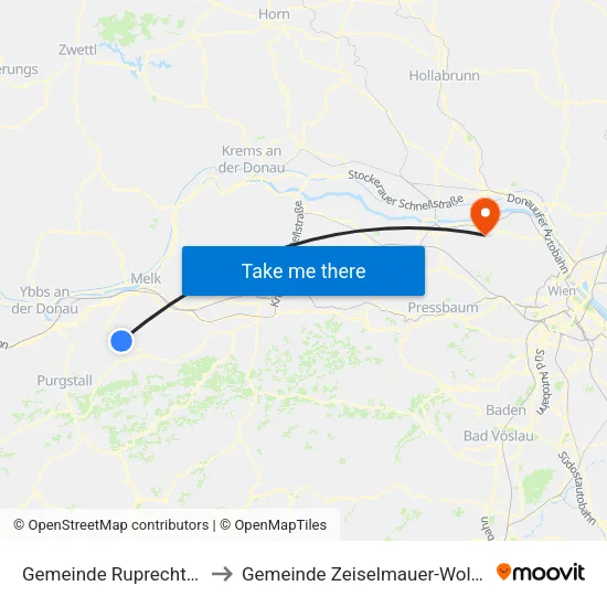 Gemeinde Ruprechtshofen to Gemeinde Zeiselmauer-Wolfpassing map