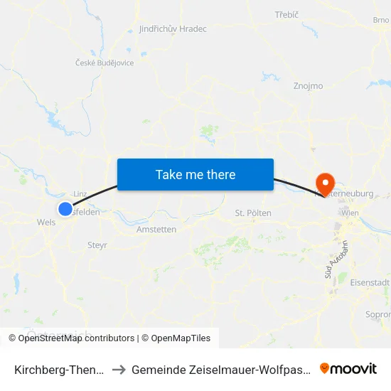 Kirchberg-Thening to Gemeinde Zeiselmauer-Wolfpassing map