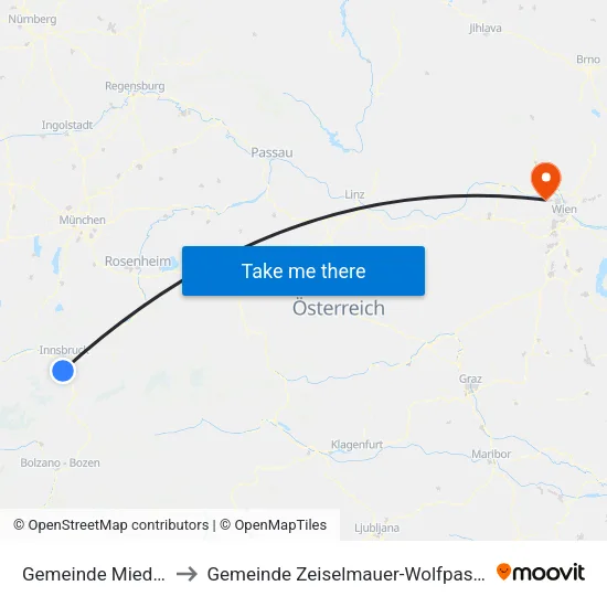 Gemeinde Mieders to Gemeinde Zeiselmauer-Wolfpassing map