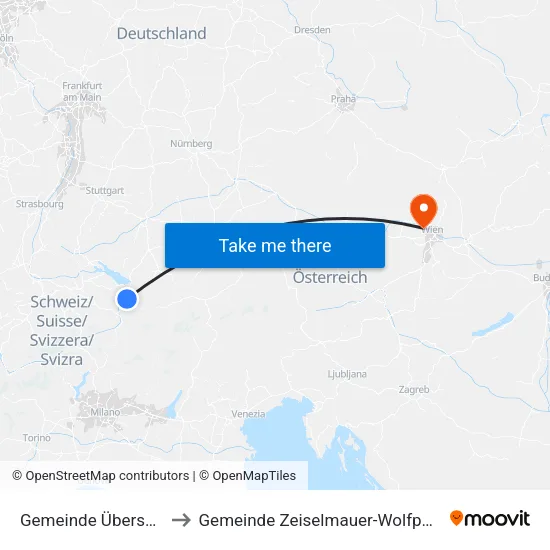 Gemeinde Übersaxen to Gemeinde Zeiselmauer-Wolfpassing map
