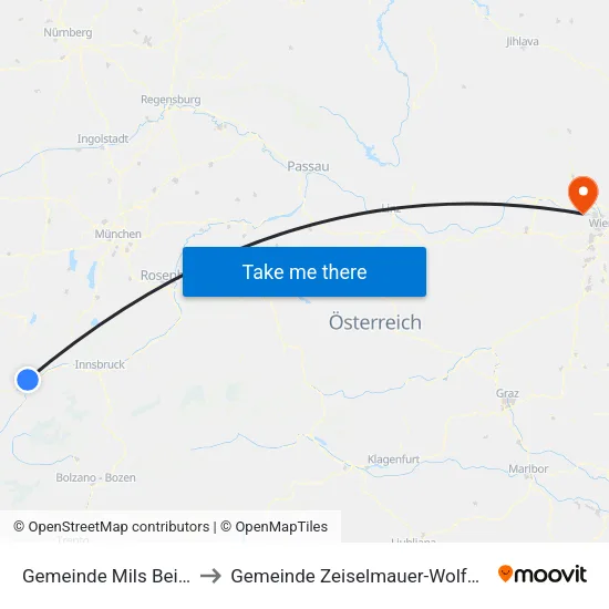 Gemeinde Mils Bei Imst to Gemeinde Zeiselmauer-Wolfpassing map