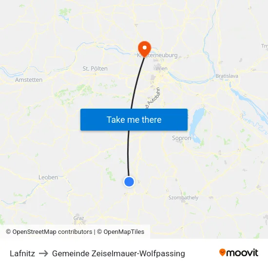 Lafnitz to Gemeinde Zeiselmauer-Wolfpassing map