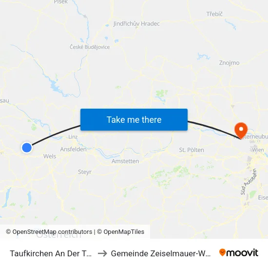 Taufkirchen An Der Trattnach to Gemeinde Zeiselmauer-Wolfpassing map