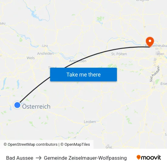 Bad Aussee to Gemeinde Zeiselmauer-Wolfpassing map