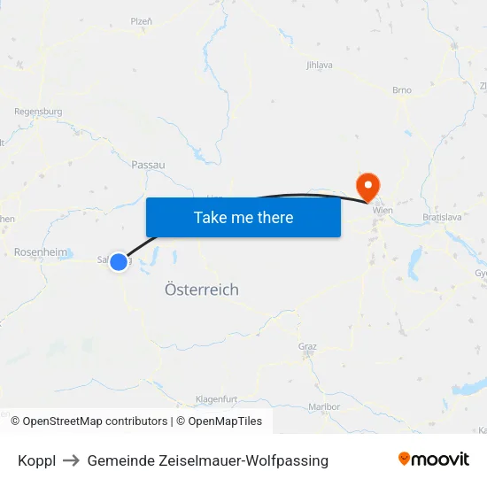 Koppl to Gemeinde Zeiselmauer-Wolfpassing map