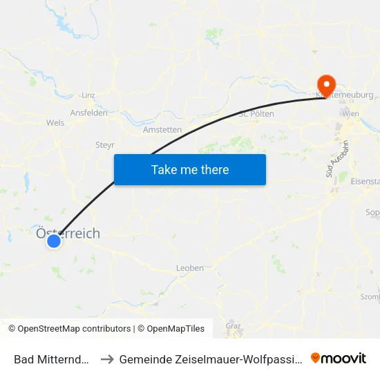 Bad Mitterndorf to Gemeinde Zeiselmauer-Wolfpassing map