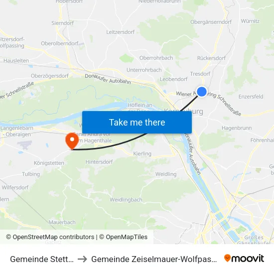 Gemeinde Stetten to Gemeinde Zeiselmauer-Wolfpassing map