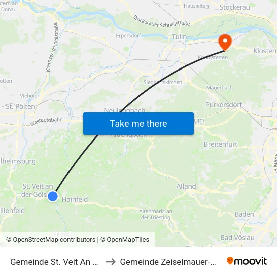 Gemeinde St. Veit An Der Gölsen to Gemeinde Zeiselmauer-Wolfpassing map