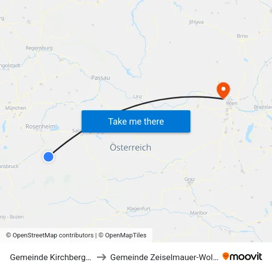 Gemeinde Kirchberg In Tirol to Gemeinde Zeiselmauer-Wolfpassing map