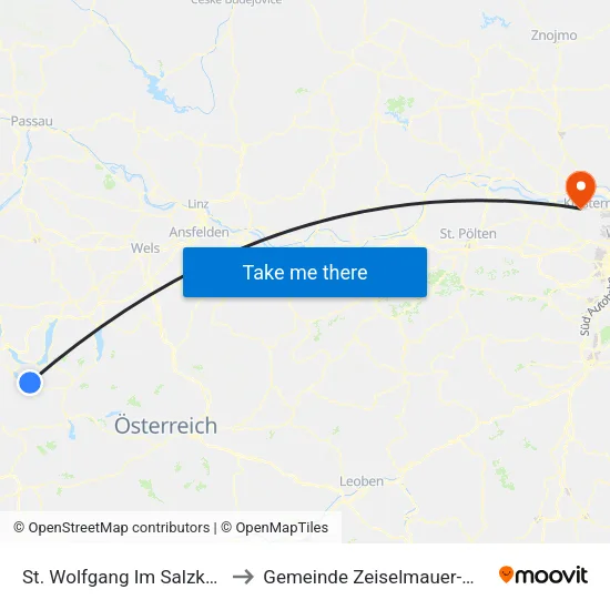 St. Wolfgang Im Salzkammergut to Gemeinde Zeiselmauer-Wolfpassing map