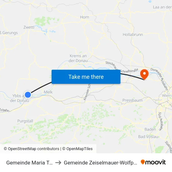 Gemeinde Maria Taferl to Gemeinde Zeiselmauer-Wolfpassing map