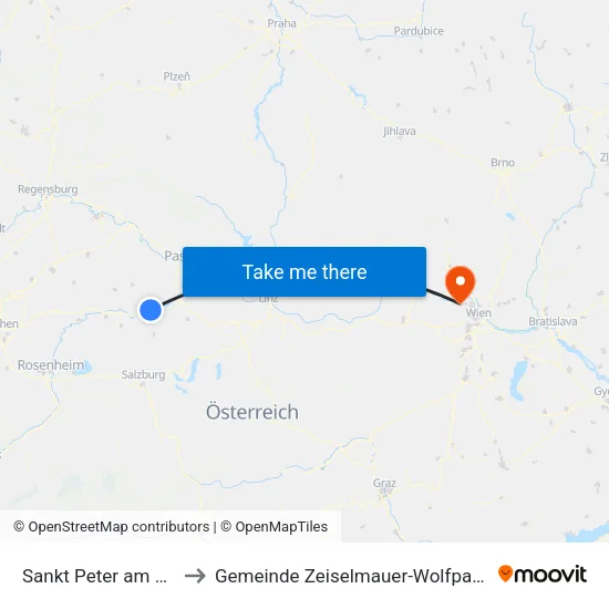 Sankt Peter am Hart to Gemeinde Zeiselmauer-Wolfpassing map