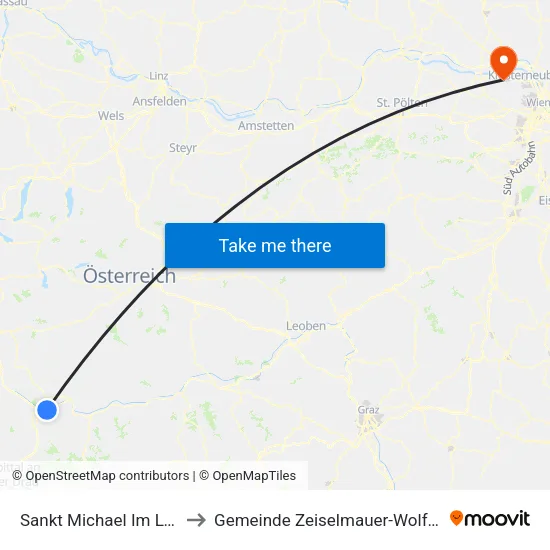 Sankt Michael Im Lungau to Gemeinde Zeiselmauer-Wolfpassing map