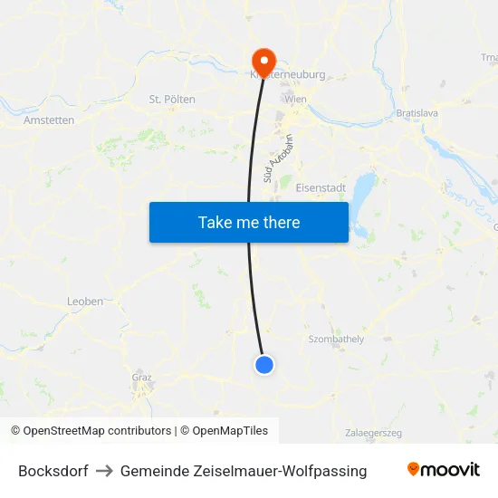 Bocksdorf to Gemeinde Zeiselmauer-Wolfpassing map