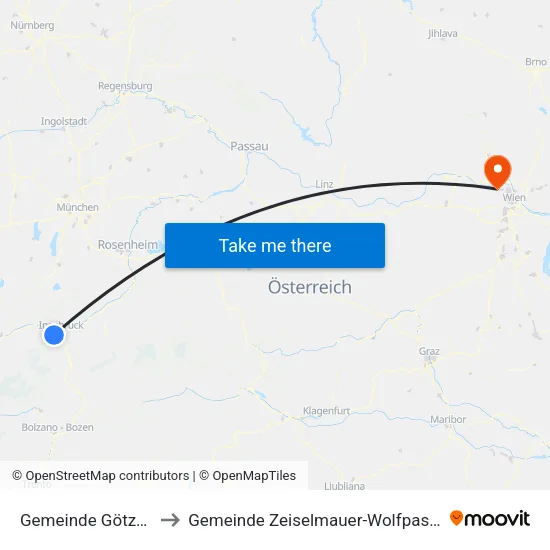 Gemeinde Götzens to Gemeinde Zeiselmauer-Wolfpassing map