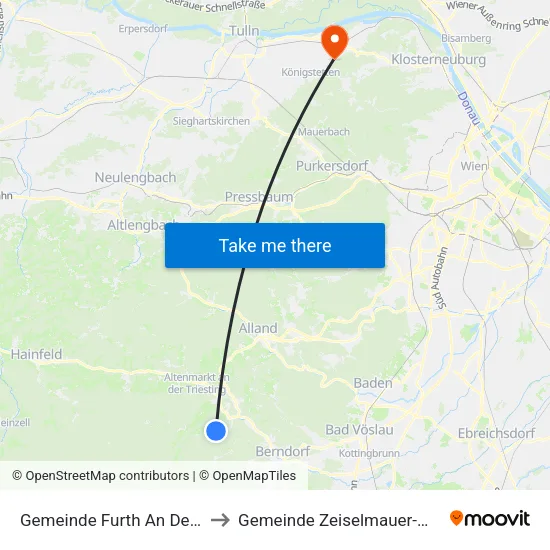 Gemeinde Furth An Der Triesting to Gemeinde Zeiselmauer-Wolfpassing map