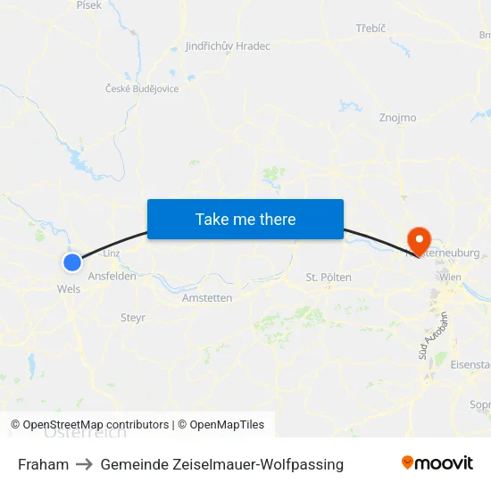 Fraham to Gemeinde Zeiselmauer-Wolfpassing map