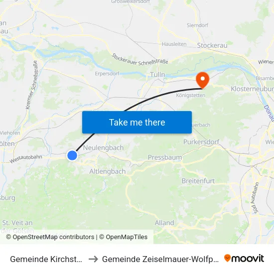 Gemeinde Kirchstetten to Gemeinde Zeiselmauer-Wolfpassing map