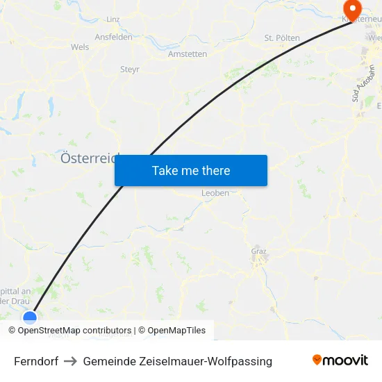 Ferndorf to Gemeinde Zeiselmauer-Wolfpassing map