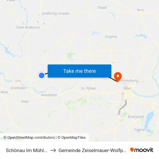 Schönau Im Mühlkreis to Gemeinde Zeiselmauer-Wolfpassing map