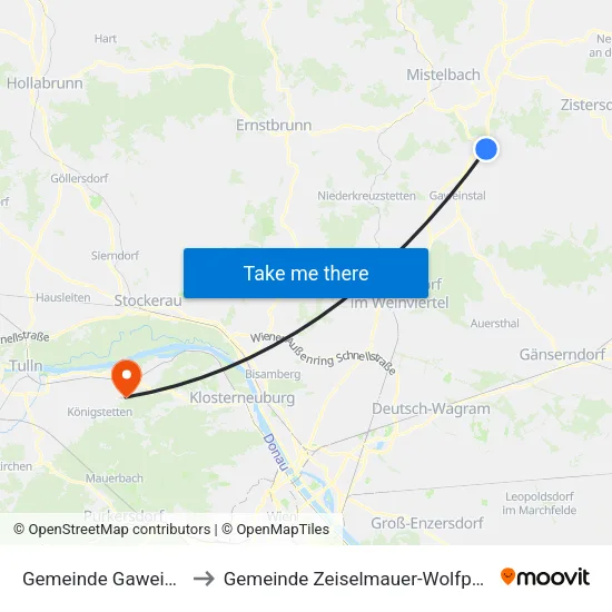 Gemeinde Gaweinstal to Gemeinde Zeiselmauer-Wolfpassing map