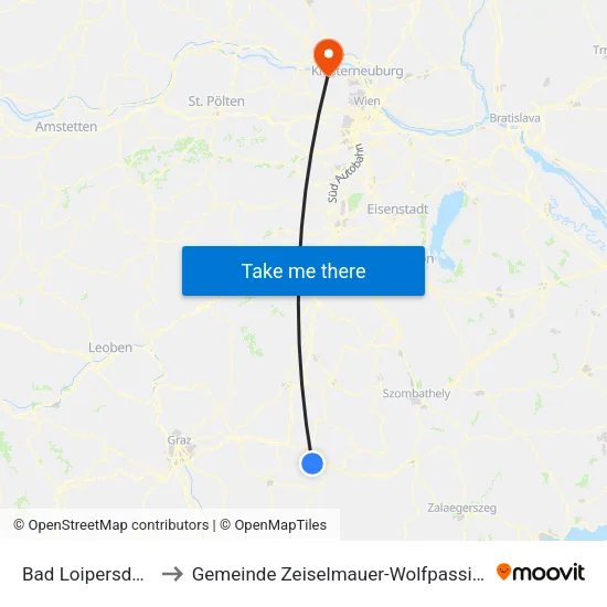 Bad Loipersdorf to Gemeinde Zeiselmauer-Wolfpassing map