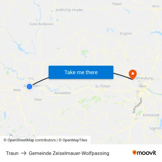 Traun to Gemeinde Zeiselmauer-Wolfpassing map