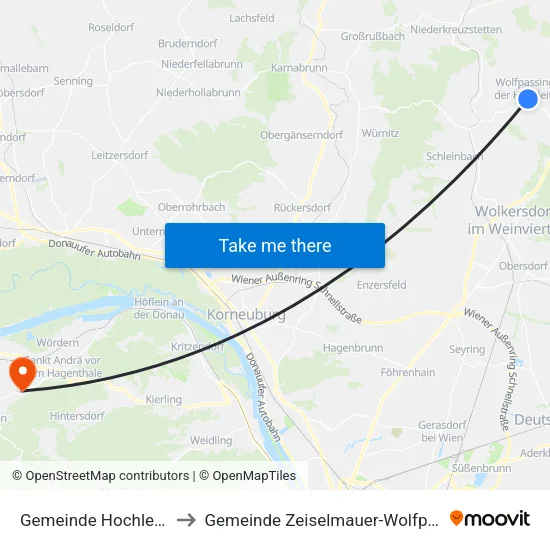 Gemeinde Hochleithen to Gemeinde Zeiselmauer-Wolfpassing map