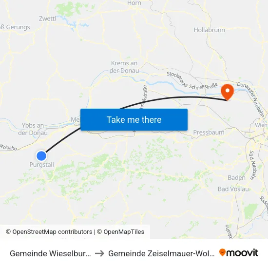 Gemeinde Wieselburg-Land to Gemeinde Zeiselmauer-Wolfpassing map