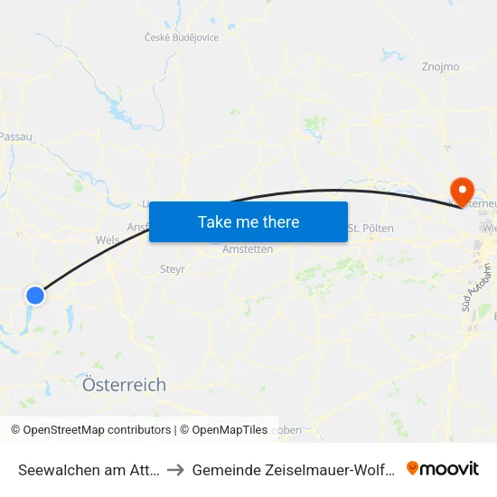 Seewalchen am Attersee to Gemeinde Zeiselmauer-Wolfpassing map
