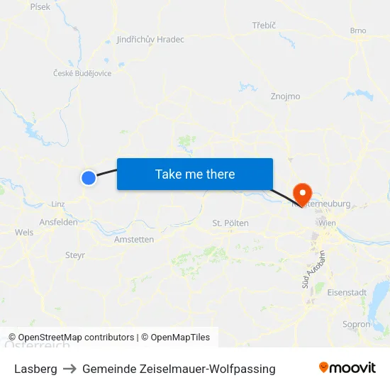 Lasberg to Gemeinde Zeiselmauer-Wolfpassing map