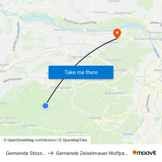 Gemeinde Stössing to Gemeinde Zeiselmauer-Wolfpassing map