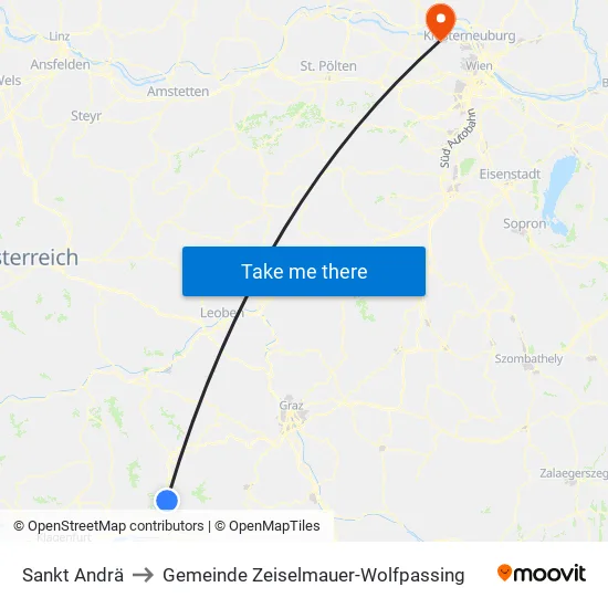 Sankt Andrä to Gemeinde Zeiselmauer-Wolfpassing map
