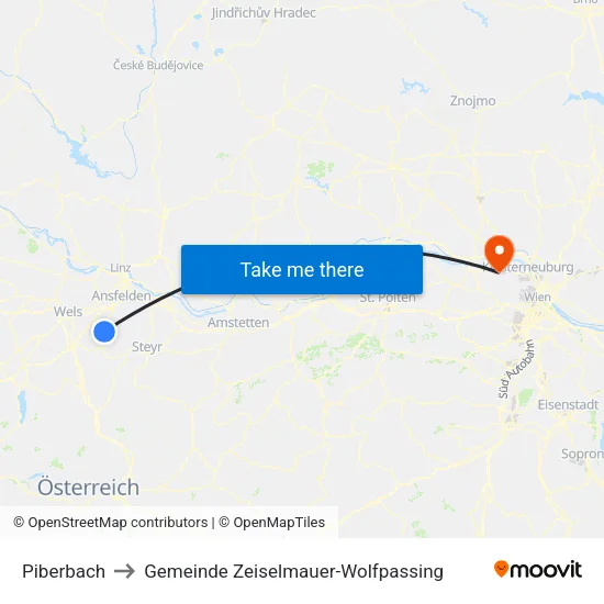 Piberbach to Gemeinde Zeiselmauer-Wolfpassing map