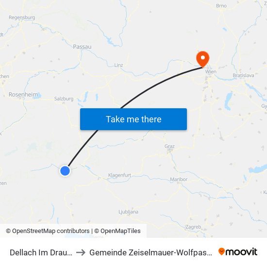 Dellach Im Drautal to Gemeinde Zeiselmauer-Wolfpassing map