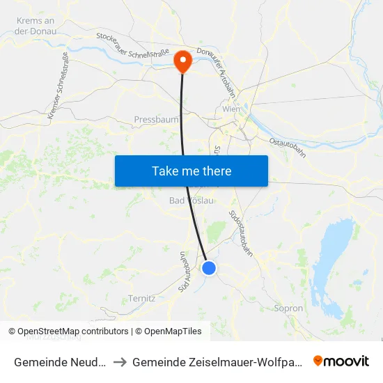 Gemeinde Neudörfl to Gemeinde Zeiselmauer-Wolfpassing map