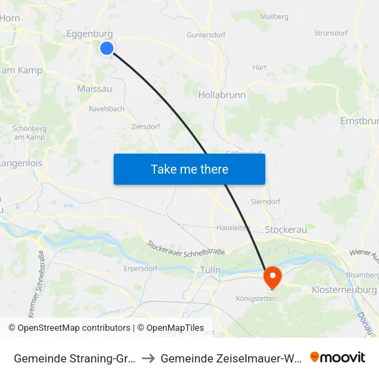 Gemeinde Straning-Grafenberg to Gemeinde Zeiselmauer-Wolfpassing map