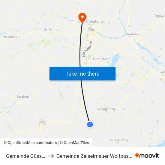 Gemeinde Güssing to Gemeinde Zeiselmauer-Wolfpassing map