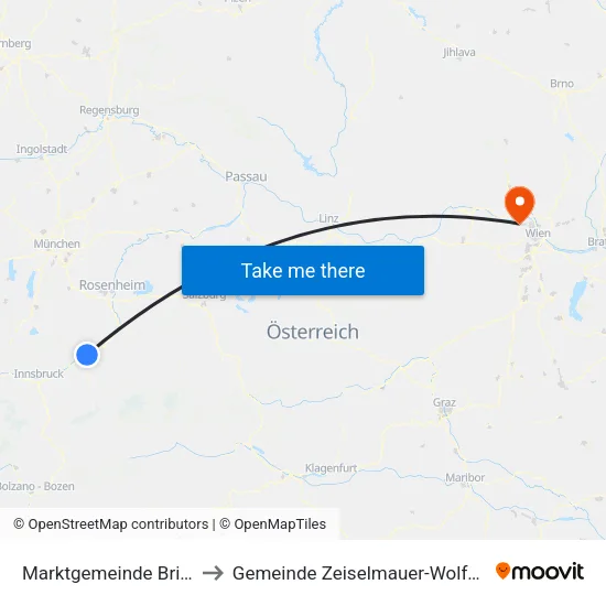 Marktgemeinde Brixlegg to Gemeinde Zeiselmauer-Wolfpassing map