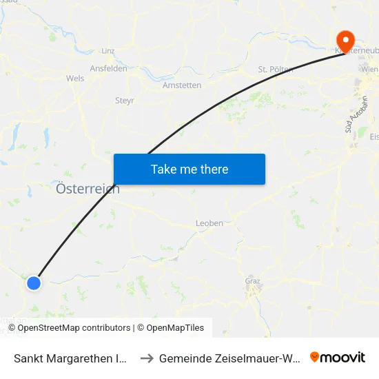 Sankt Margarethen Im Lungau to Gemeinde Zeiselmauer-Wolfpassing map