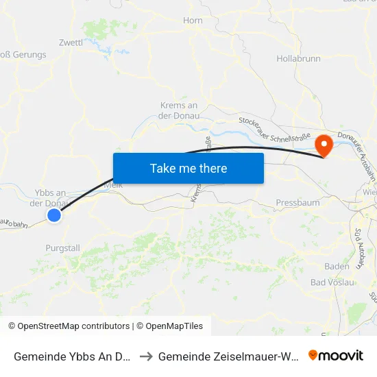 Gemeinde Ybbs An Der Donau to Gemeinde Zeiselmauer-Wolfpassing map