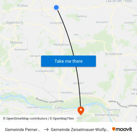 Gemeinde Pernersdorf to Gemeinde Zeiselmauer-Wolfpassing map