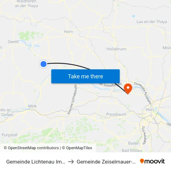 Gemeinde Lichtenau Im Waldviertel to Gemeinde Zeiselmauer-Wolfpassing map
