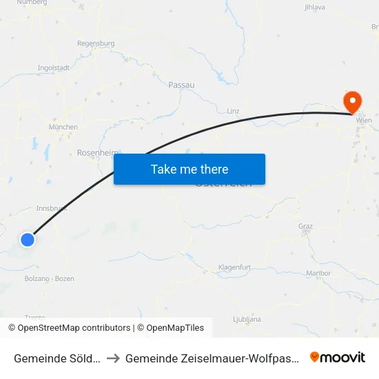 Gemeinde Sölden to Gemeinde Zeiselmauer-Wolfpassing map