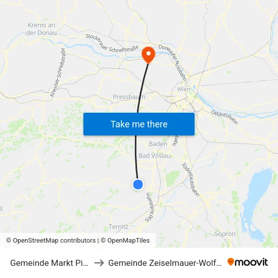 Gemeinde Markt Piesting to Gemeinde Zeiselmauer-Wolfpassing map