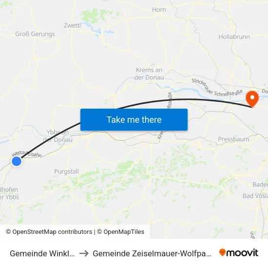 Gemeinde Winklarn to Gemeinde Zeiselmauer-Wolfpassing map