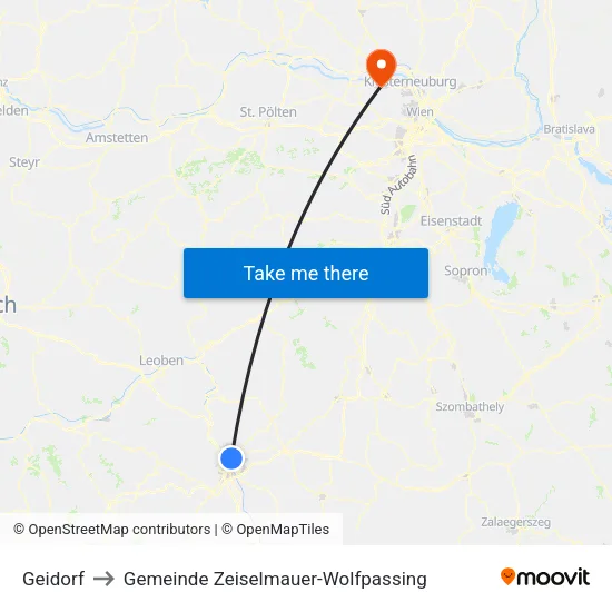Geidorf to Gemeinde Zeiselmauer-Wolfpassing map