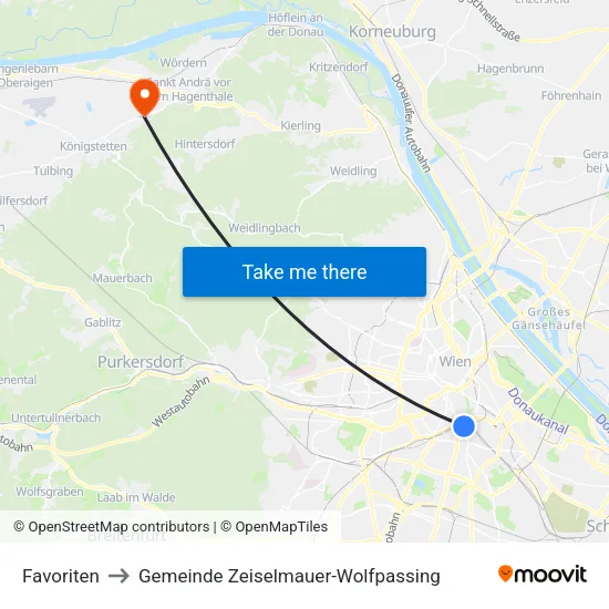 Favoriten to Gemeinde Zeiselmauer-Wolfpassing map