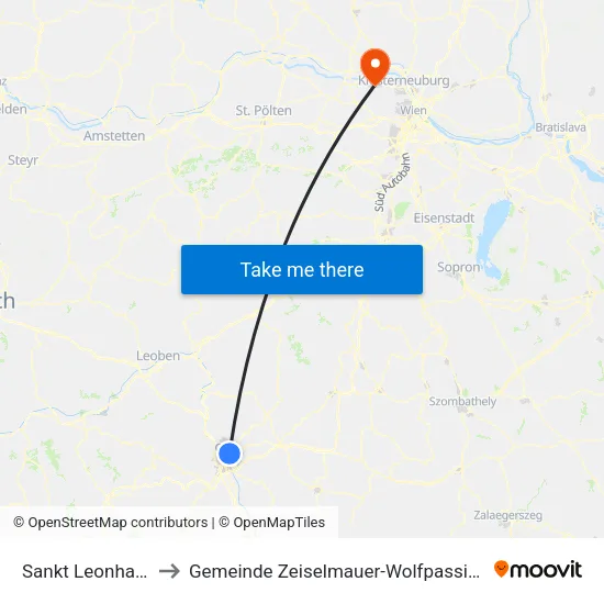 Sankt Leonhard to Gemeinde Zeiselmauer-Wolfpassing map
